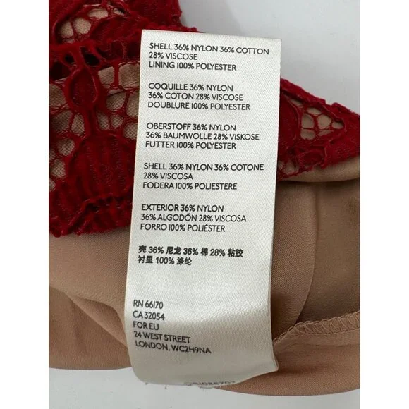 NWOT- Free People Dangerous LoveRed Lace Sleeveless Plunge Mini Dress - Size 8